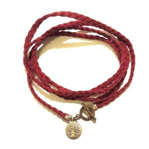 Maroon braided wrap bracelet